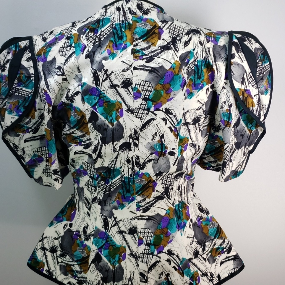 GET YOUR 80S ON! 100% SILK 2 PIECE OUTFIT SIZE 8 - Picture 5 of 7